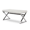 Baxton Studio Herald Stainless Steel and White Faux Leather Upholstered Bench 117-6328